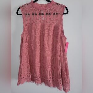 Xhilaration Pink Sleeveless Mandarin Collar Blouse